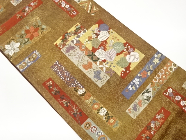 JAPANESE KIMONO / FUKURO OBI / BUTTERFLY / FLORAL PATTERNS WOVEN THE S